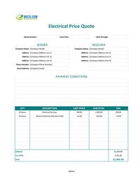 electrical quote template