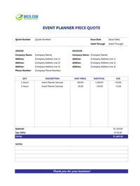 event planner quote template