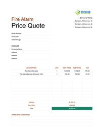 fire alarm quote template