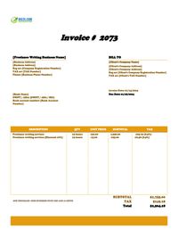 Freelance writing invoice template