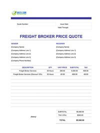 freight broker quote template