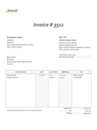 freight invoice template sheets