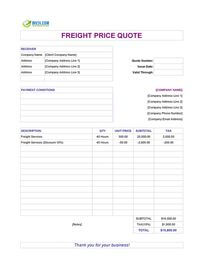 freight quote template