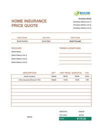 home insurance quote template