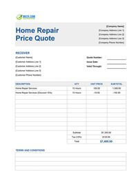 home repair quote template