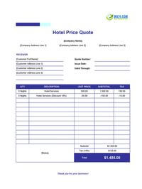 hotel quote template