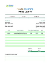house cleaning quote template