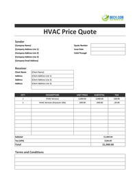 hvac quote template
