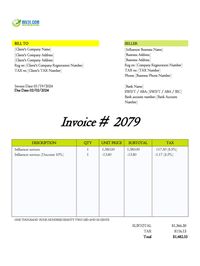 Influencer invoice template