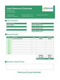 junk removal estimate template junk removal estimate template