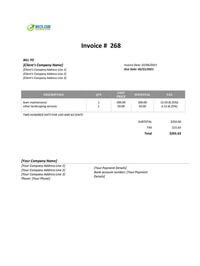 wire transfer landscaping invoice template