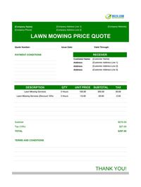 lawn mowing quote template