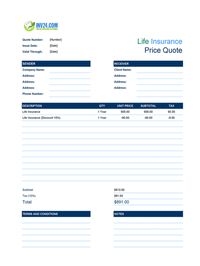 life insurance quote template