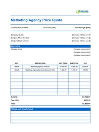 marketing agency quote template
