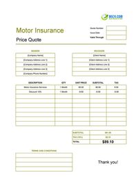 motor insurance quote template