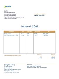 Moving invoice template