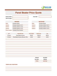 panel beater quote template