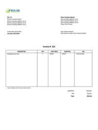 blank photography invoice template
