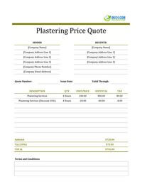 plastering quote template