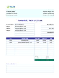 plumbing quote template