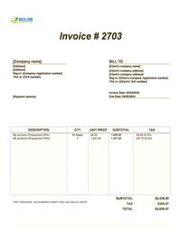 prepayment invoice template