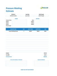 pressure washing estimate template pressure washing estimate template