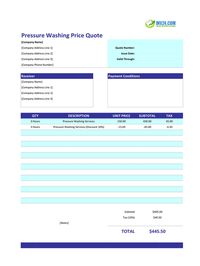 pressure washing quote template