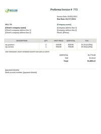 consulting services proforma invoice example