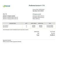 printable handyman proforma invoice example