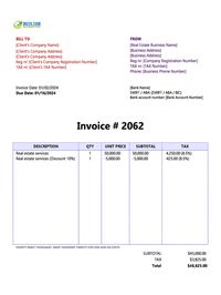 Real estate invoice template
