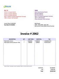 Real estate invoice template Real estate invoice template