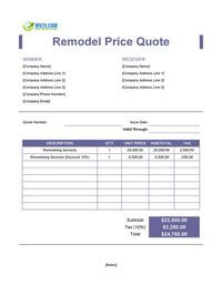 remodeling quote template