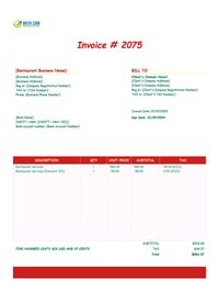 Restaurant invoice template