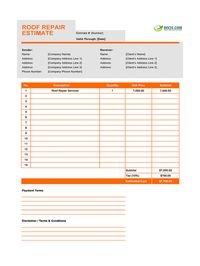 roof repair estimate template roof repair estimate template