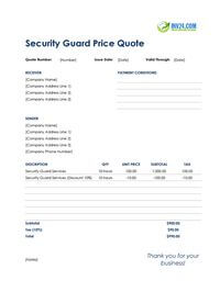 security guard quote template