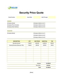 security quote template