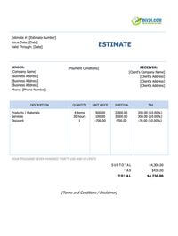 simple estimate template simple estimate template