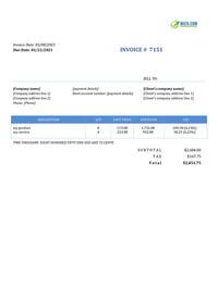 plumbing simple invoice template