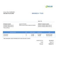 bank transfer simple invoice template