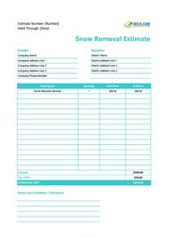 snow removal estimate template snow removal estimate template