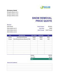 snow removal quote template