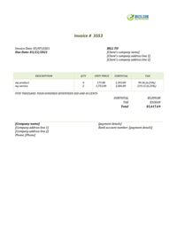 standard invoice format for services rendered