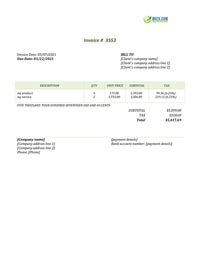 Standard invoice format Standard invoice format