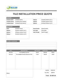 tile installation quote template