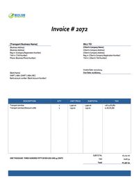 Transport invoice template