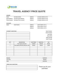 travel agency quote template