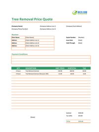 tree removal quote template