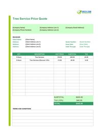 tree service quote template