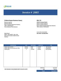 Vehicle repair invoice template