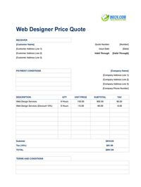 web designer quote template